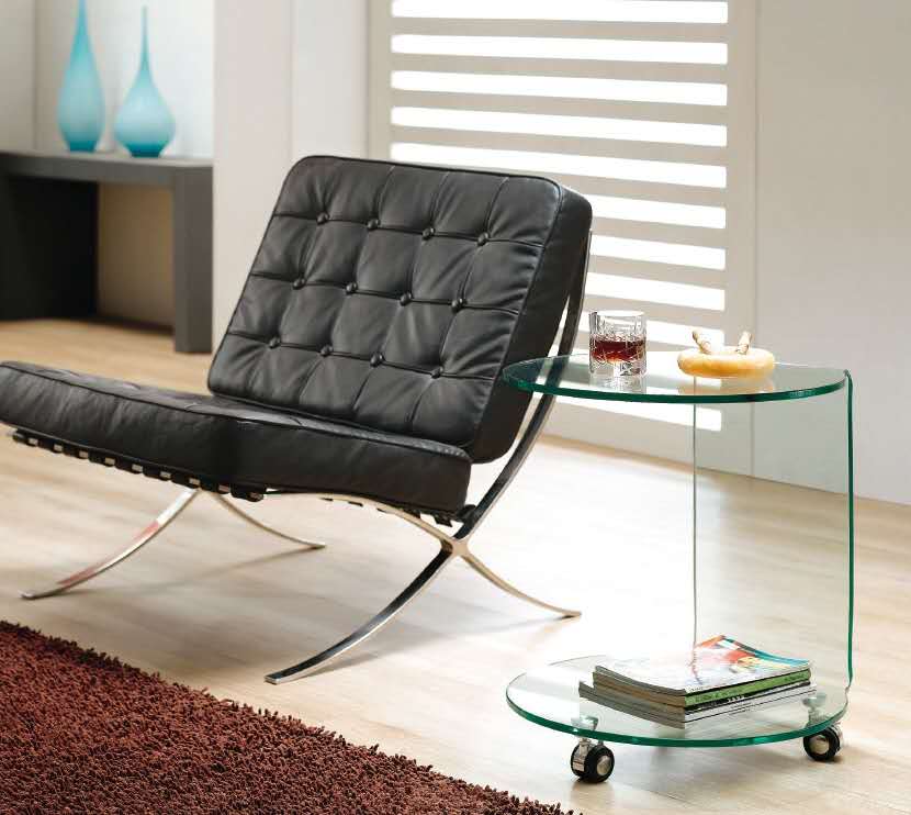 2 Level glass side table with wheels #018 Special.
