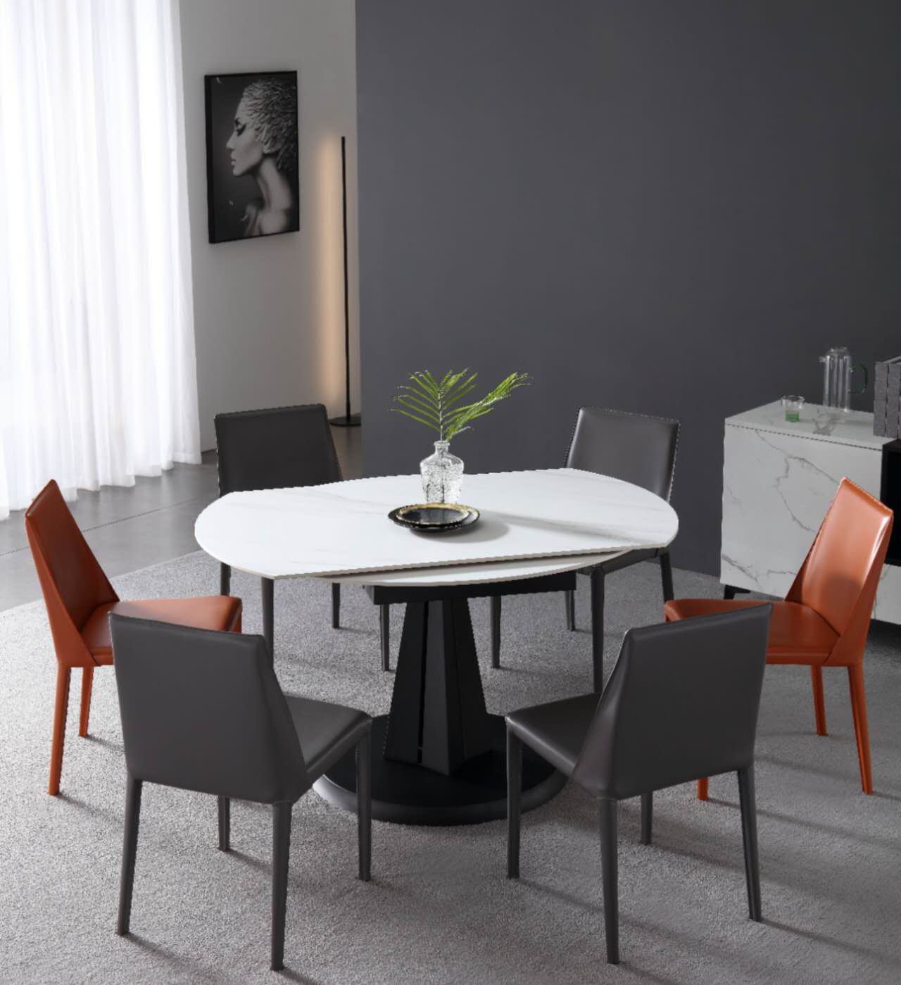 *MG* #502R swiled and extention Round Dining table