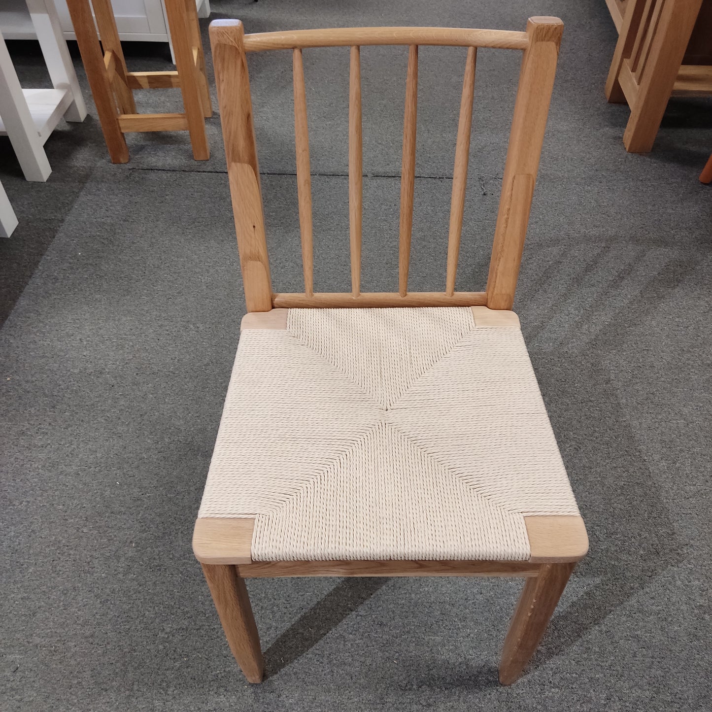 High Quality  Solid Oak Dining Chair with rattan seat, natural color