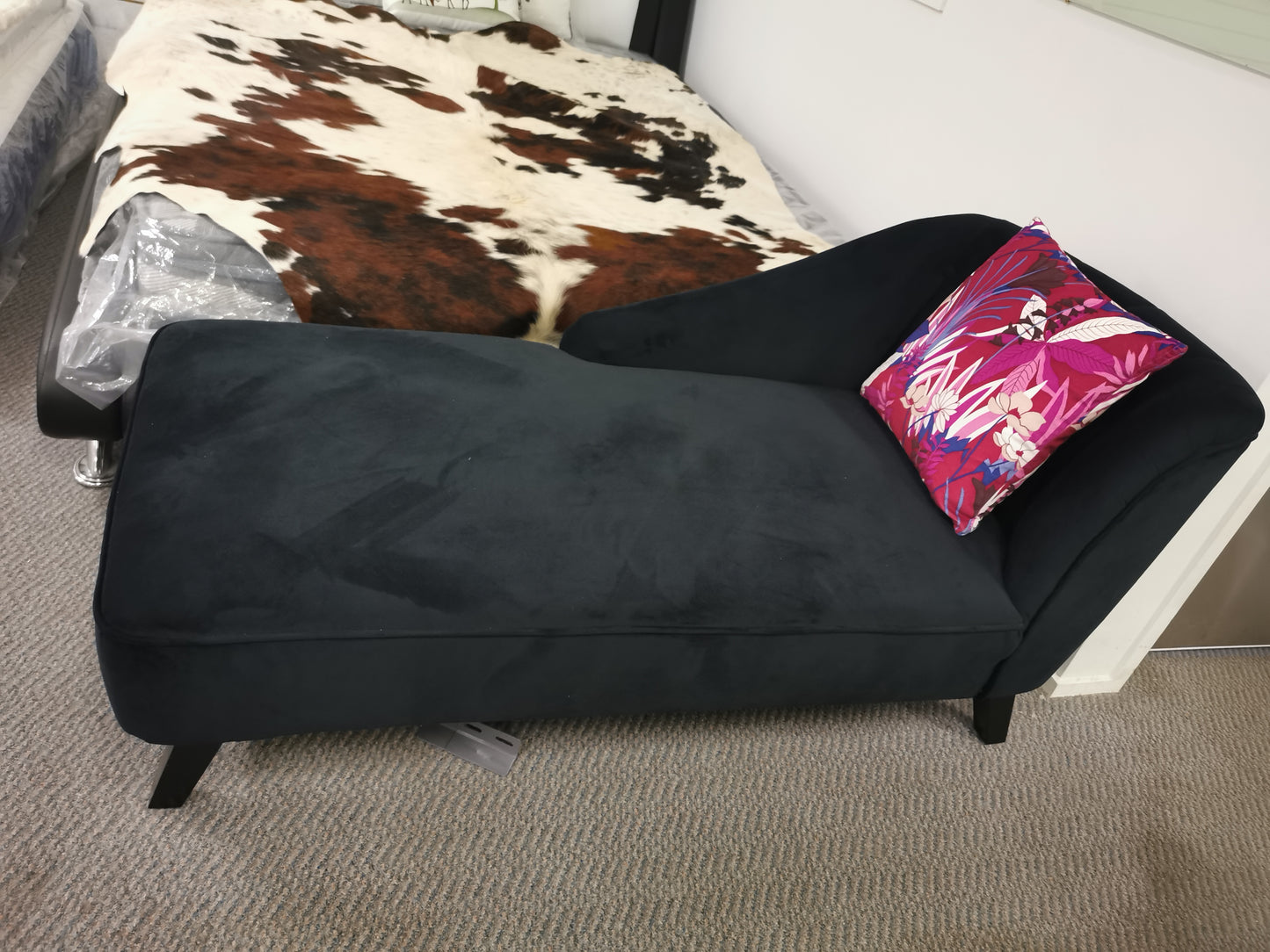 Great Design Fabric Chaise sofa #1202 Black color  - CLEARANCE SALE