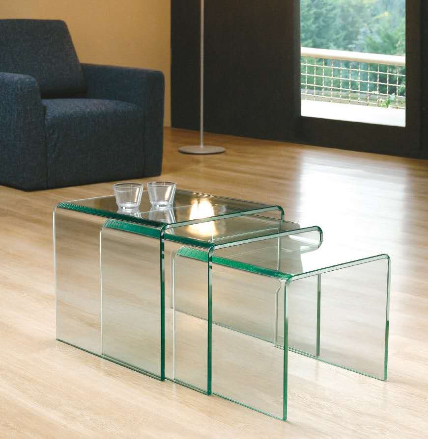 3 pcs Glass nest table, 2 colors available now