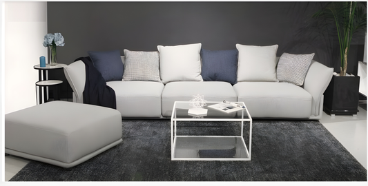 Luna 3 Piece Sofa Set - Feather Cushions - Light Grey