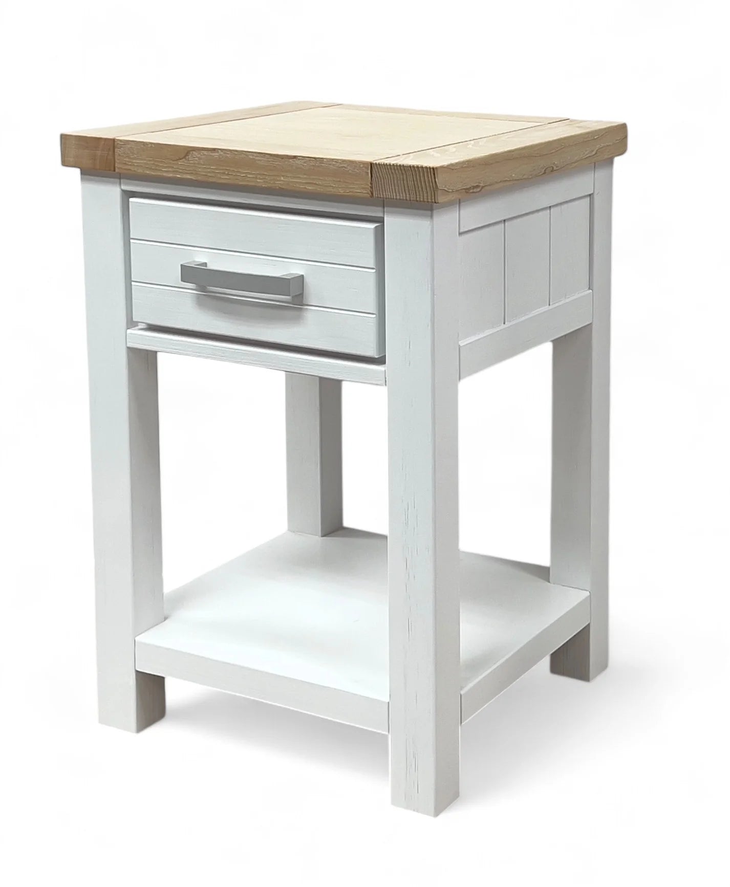 Pairs 1-Drawer White Solid Wood Bedside table