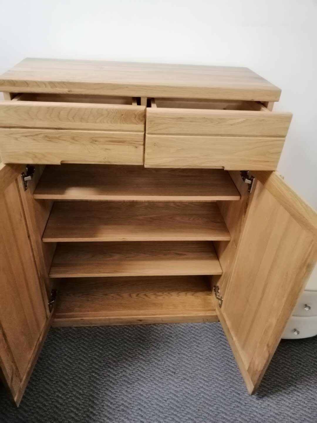 Solid Oak 3 Door 3 drawer shoe case/cabinet available now