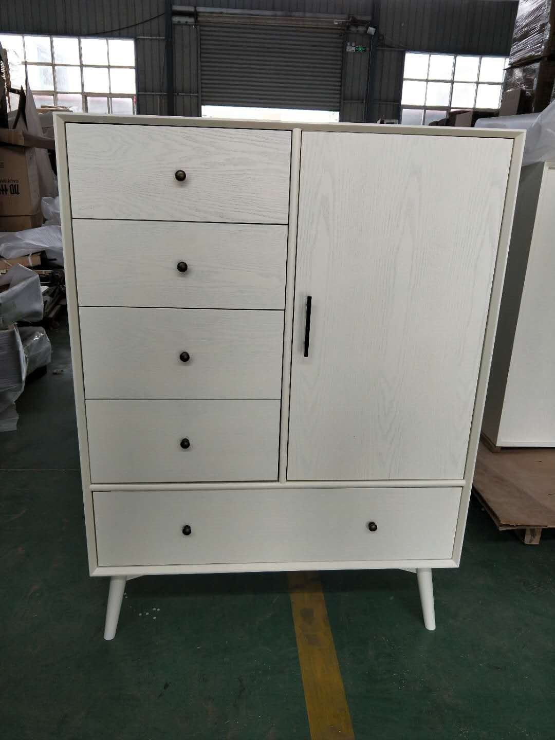 Mida Ash Veneer Wardrobe (Cabinet) , white color in stock - CLEARANCE SALE