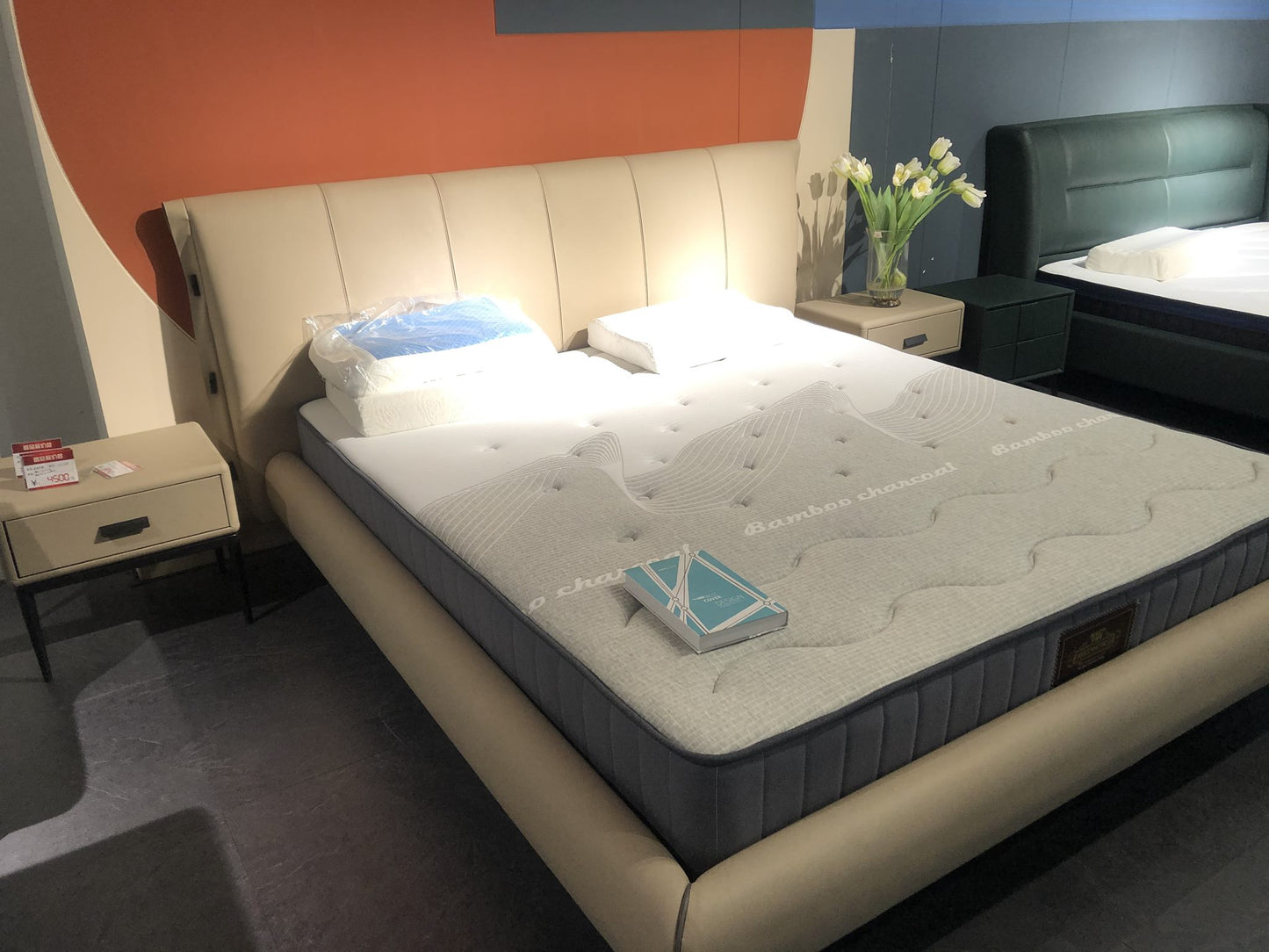 Snow white Italian Leather Bed 805, 2 sizes in stock
