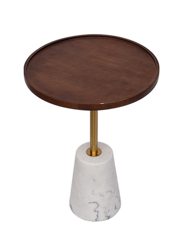 Marble Base solid wood top Side Table #617