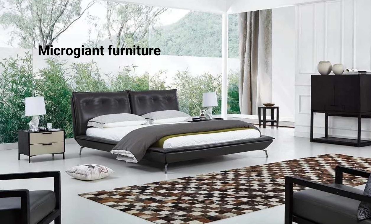 Modern Design Italian Leather Bed Frame #2203, 2 colours in stock