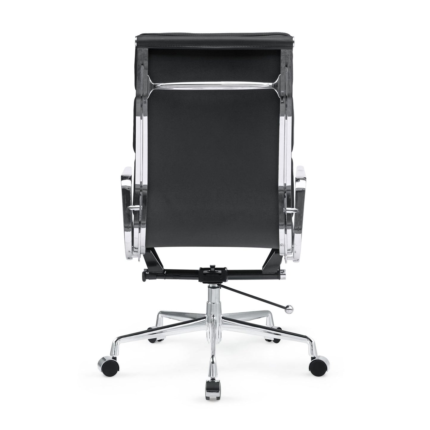 Reproduction Genuine Leather Eames High Back Office Chair Silver frame +Black leather