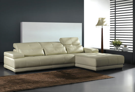 Antonio Italian Leather Lounge Suite - Beige
