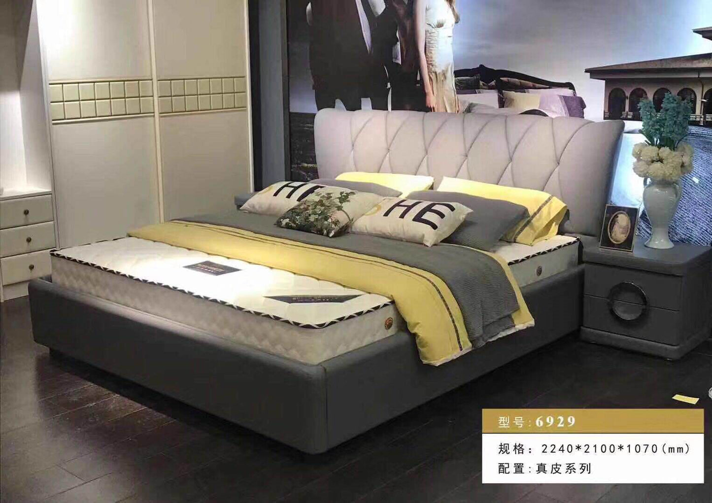 Great Design Italian Leather Bed Frame #6929,  Clearance sale