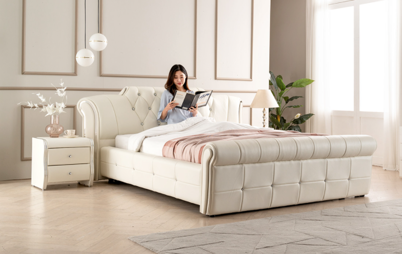 #B002 luxury leather Bed frame 3 sizes