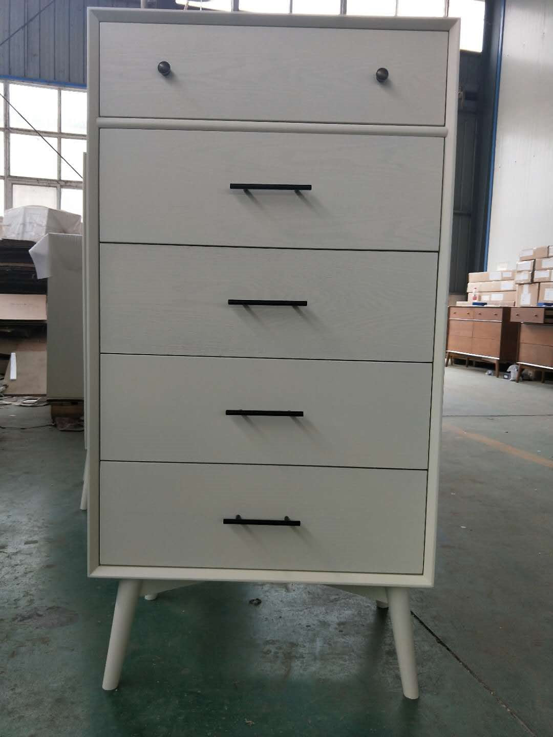 Mid-Century  5 drawer Tall boy, 2 color in stock