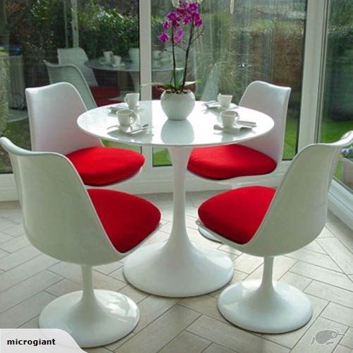 White Fiberglass Tulip Armless chair