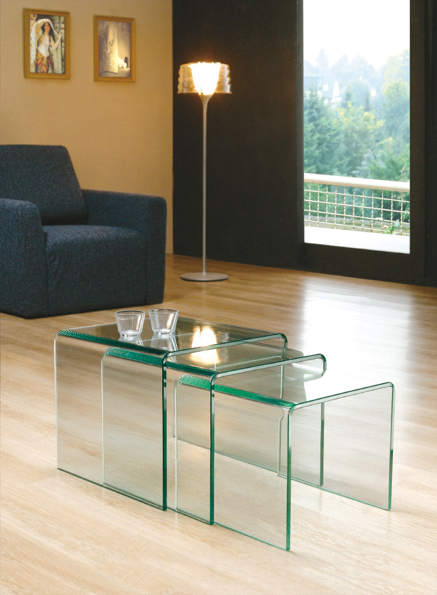 3 pcs Glass nest table, see through black colour available now