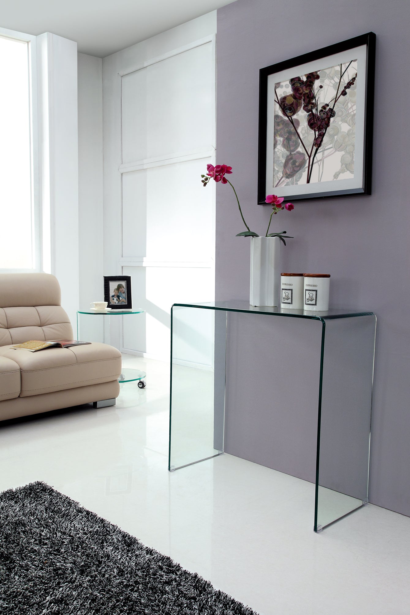 Glass Console Table 80cm,  2 color available now