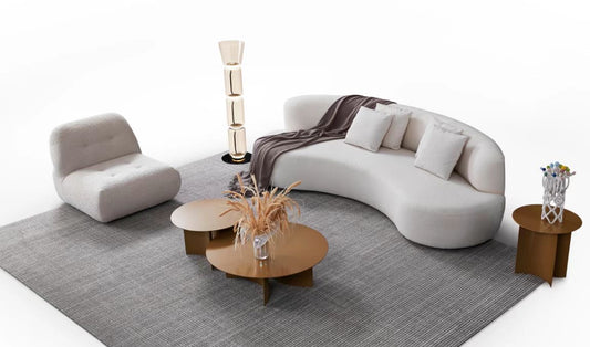 #F9680 Moon shape modern design fabric sofa
