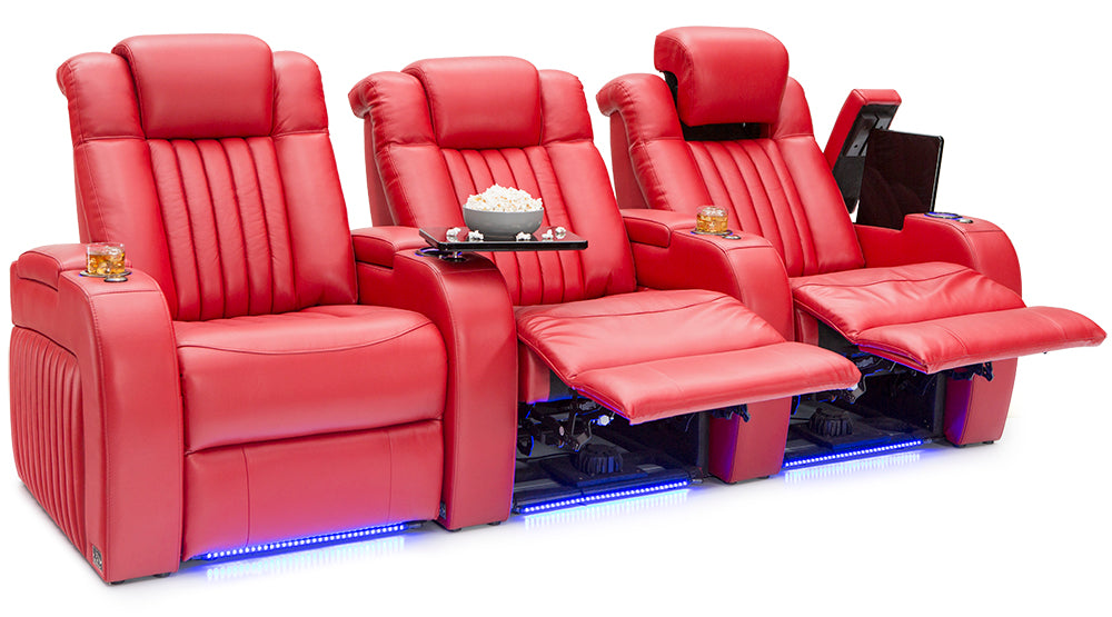 Multifunctional Electric Genuine Leather Home Theatre Seating #1896 with 3 power recliner by order