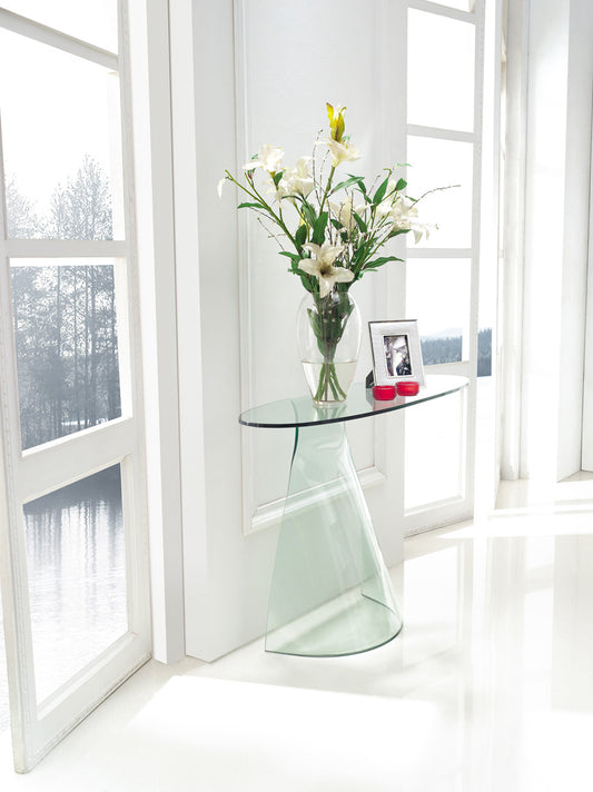 Oval shape Glass Console Table 120cm, available now
