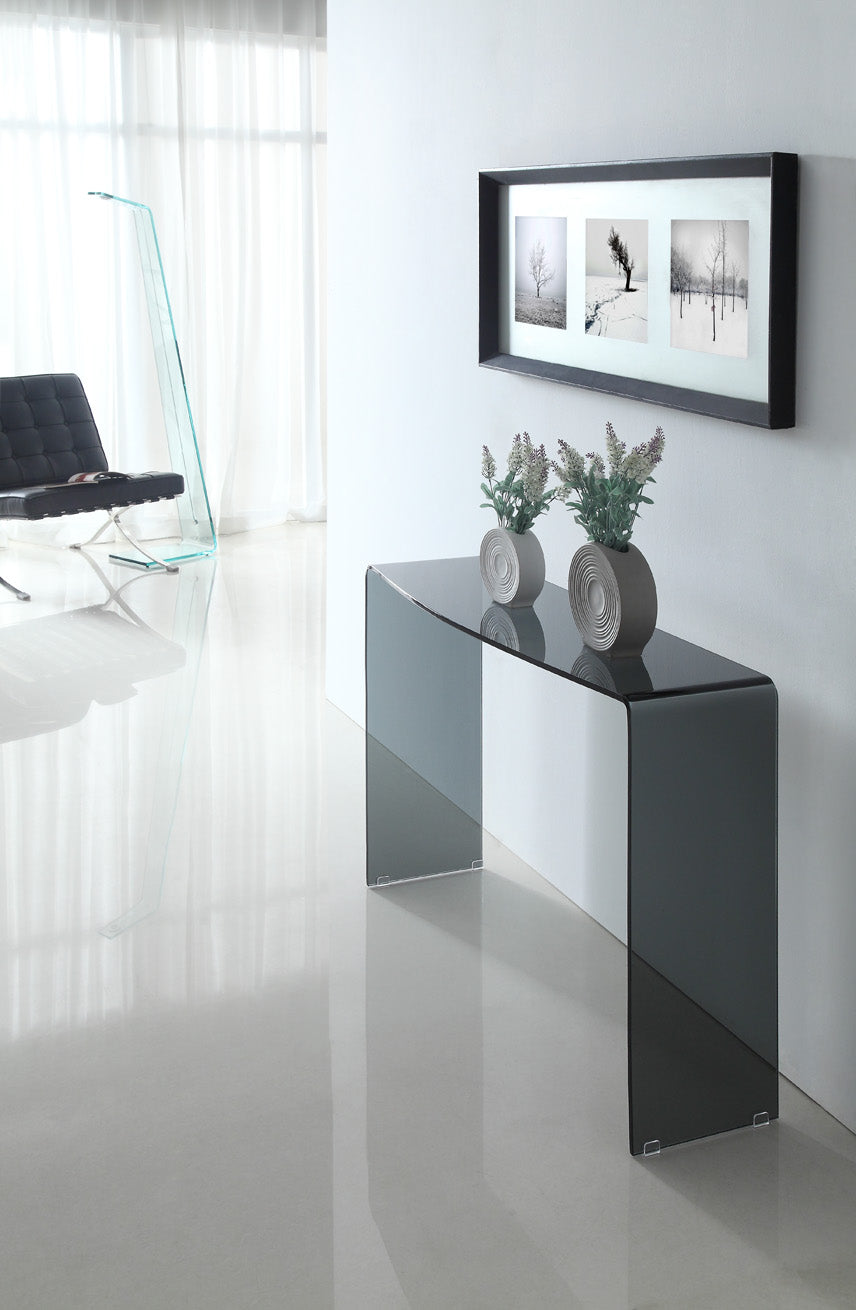 Glass Console Table 110cm curved edge, 2 colors available now