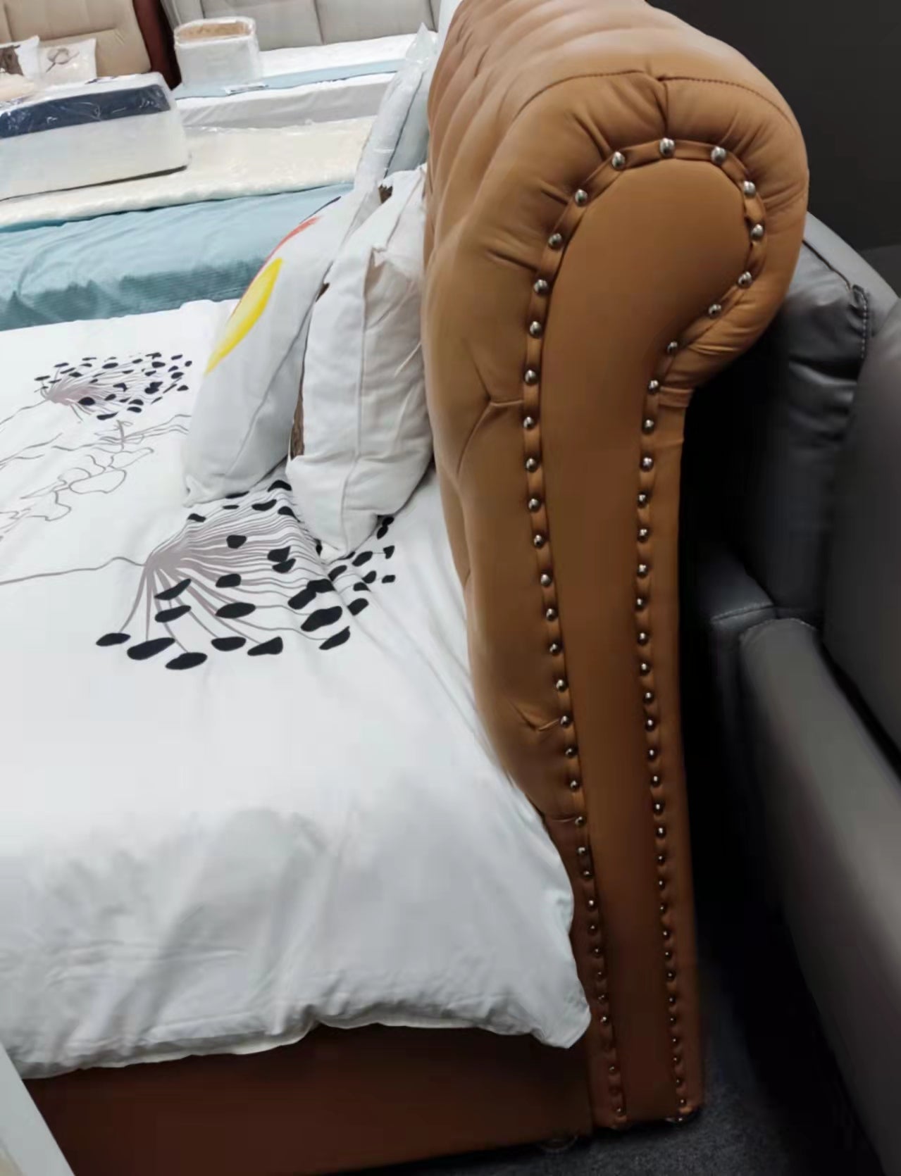 A129 High Quality Genuine Leather Headboard,king size * 2 color available now*