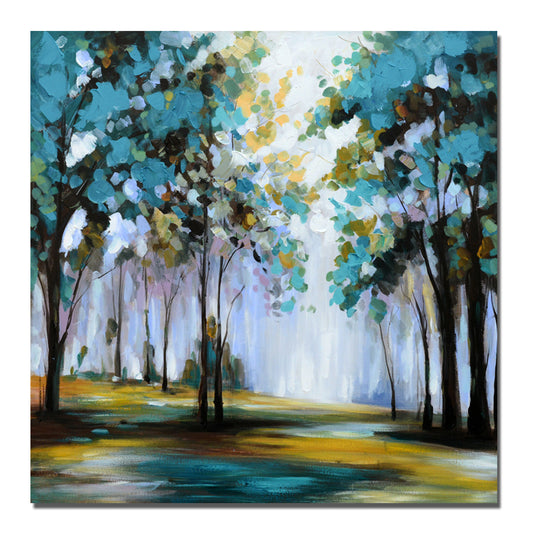 100% Hand Oil Painting blue forest 100x100cm