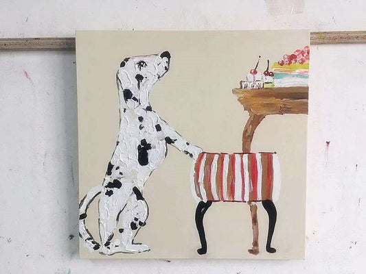 100% Hand Oil Painting Dalmatien , Ready to Hang up, in stock now