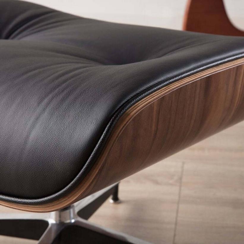 Aniline leather lounge chair best sale and ottoman