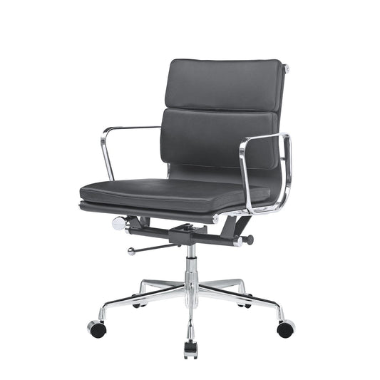 Replica Soft Pad Genuine Leather Office Chair low Back black color in stock.
